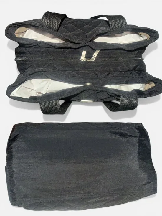 Baggallini Large Quilted Travel Duffle Black Nylon 3 Compartment Tote Wristlet - Picture 6 of 10